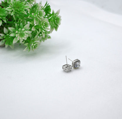 White Square Studs Small