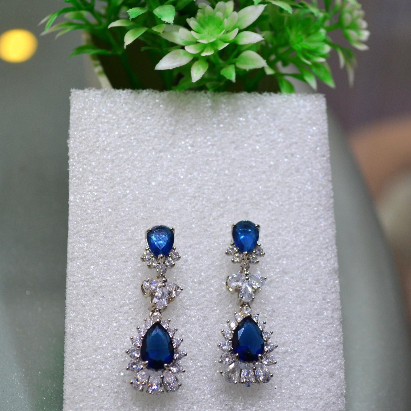 Blue Zirconia Drop Earrings 2