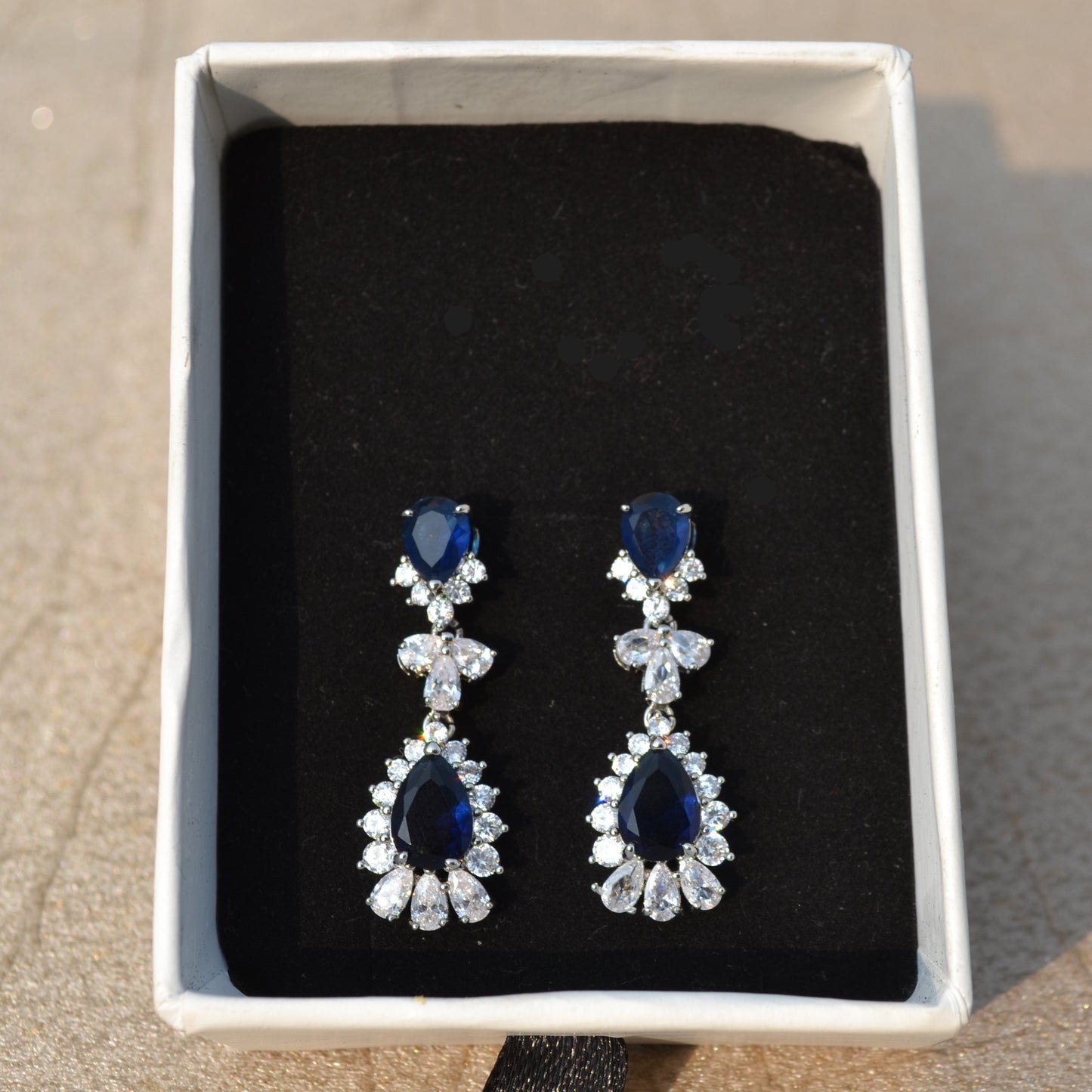 Blue Zirconia Drop Earrings 2