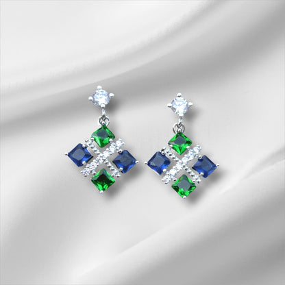 Blue Green Zirconia Earrings