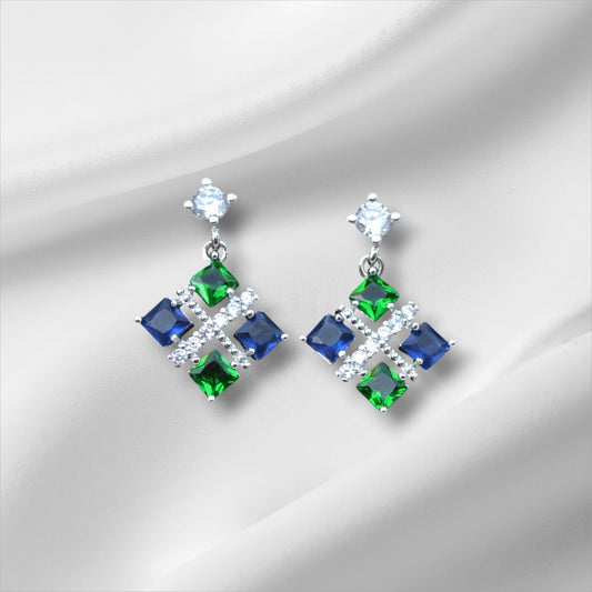 Blue Green Zirconia Earrings