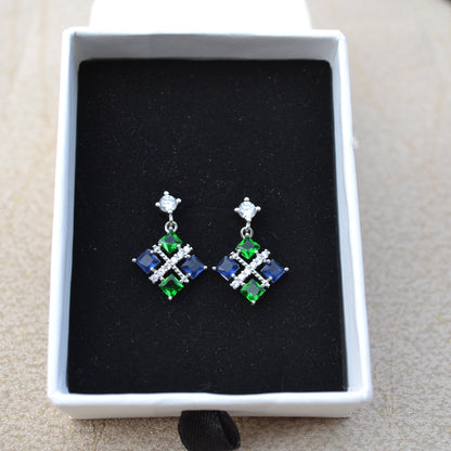 Blue Green Zirconia Earrings