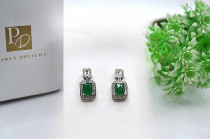 Green Drop Square Studs