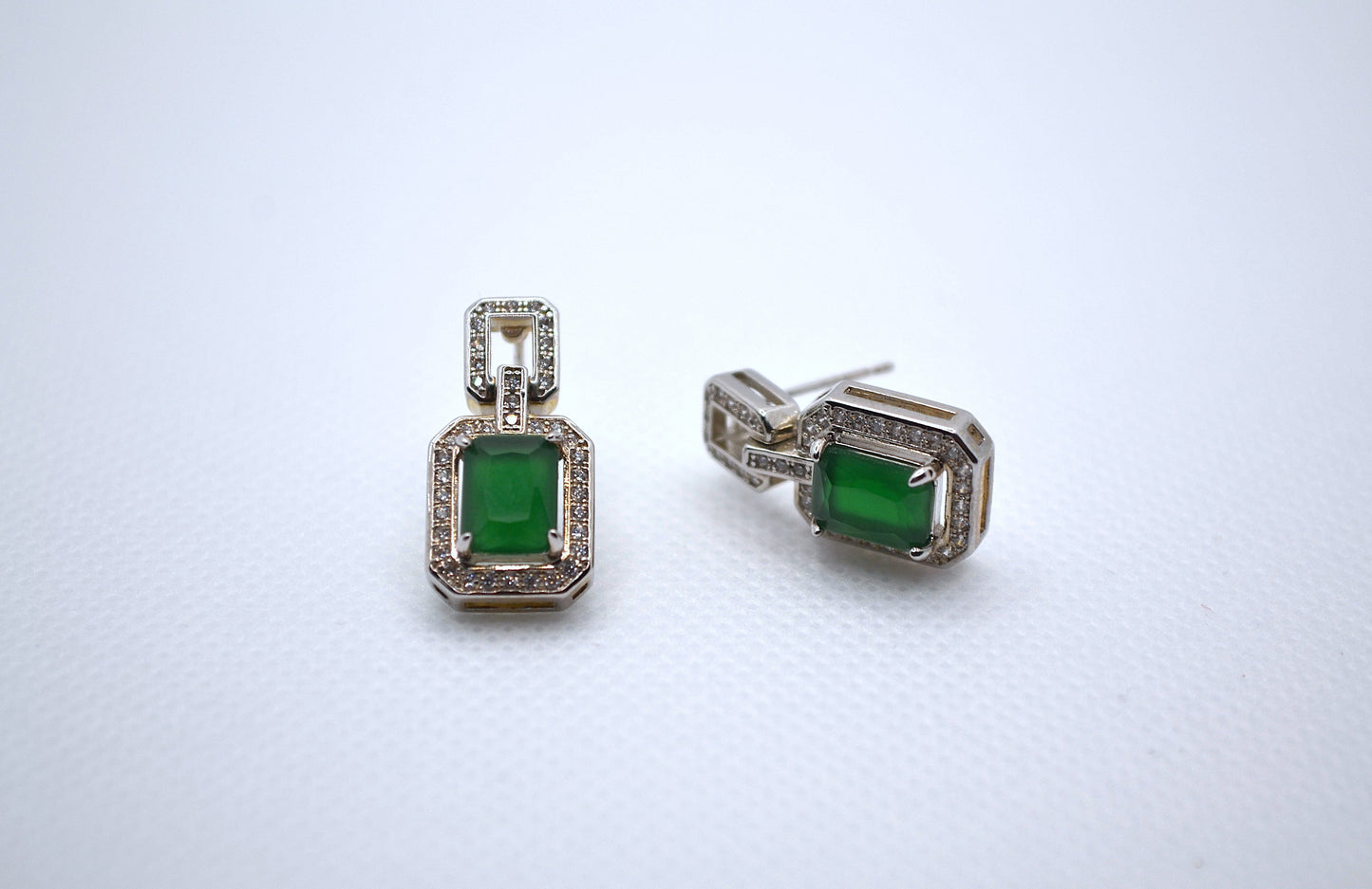 Green Drop Square Studs